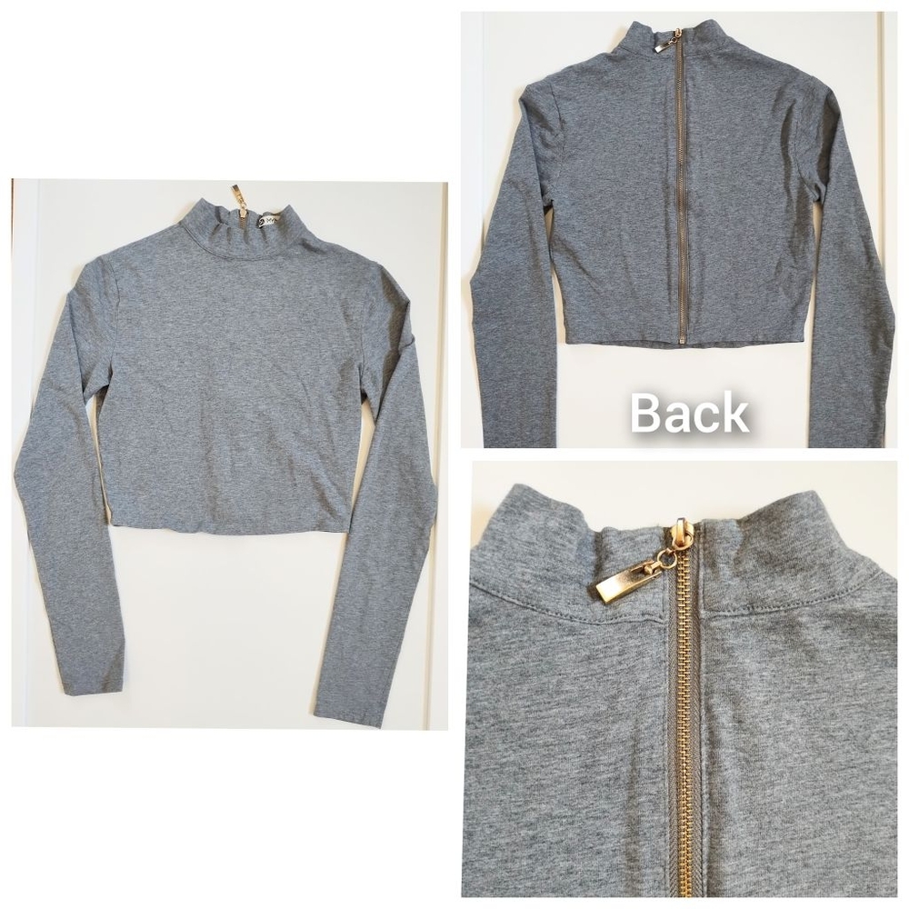 Grey crop top long sleeves